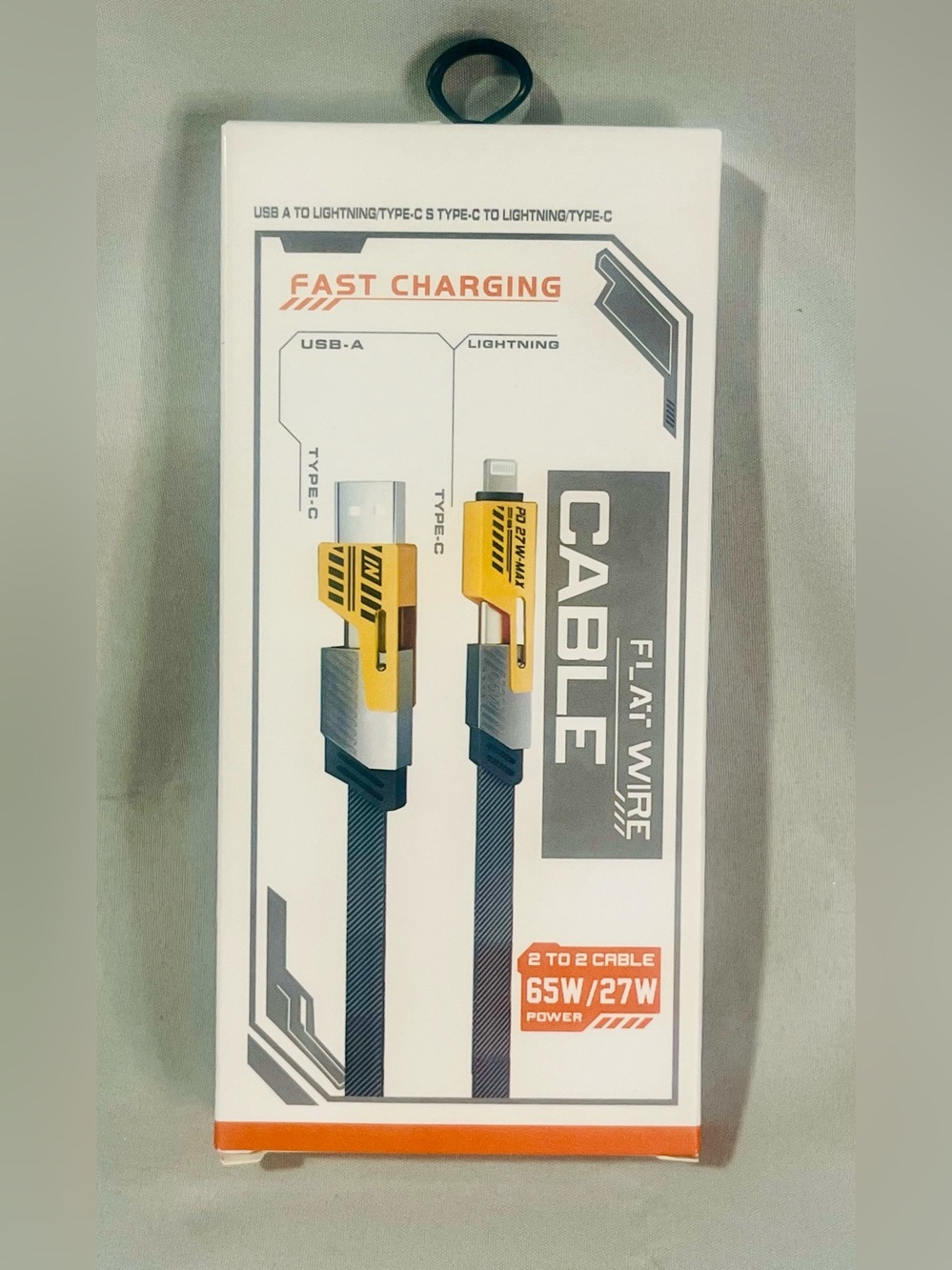 Fast Charging Yellow and Black USB-C to Lightning Cable